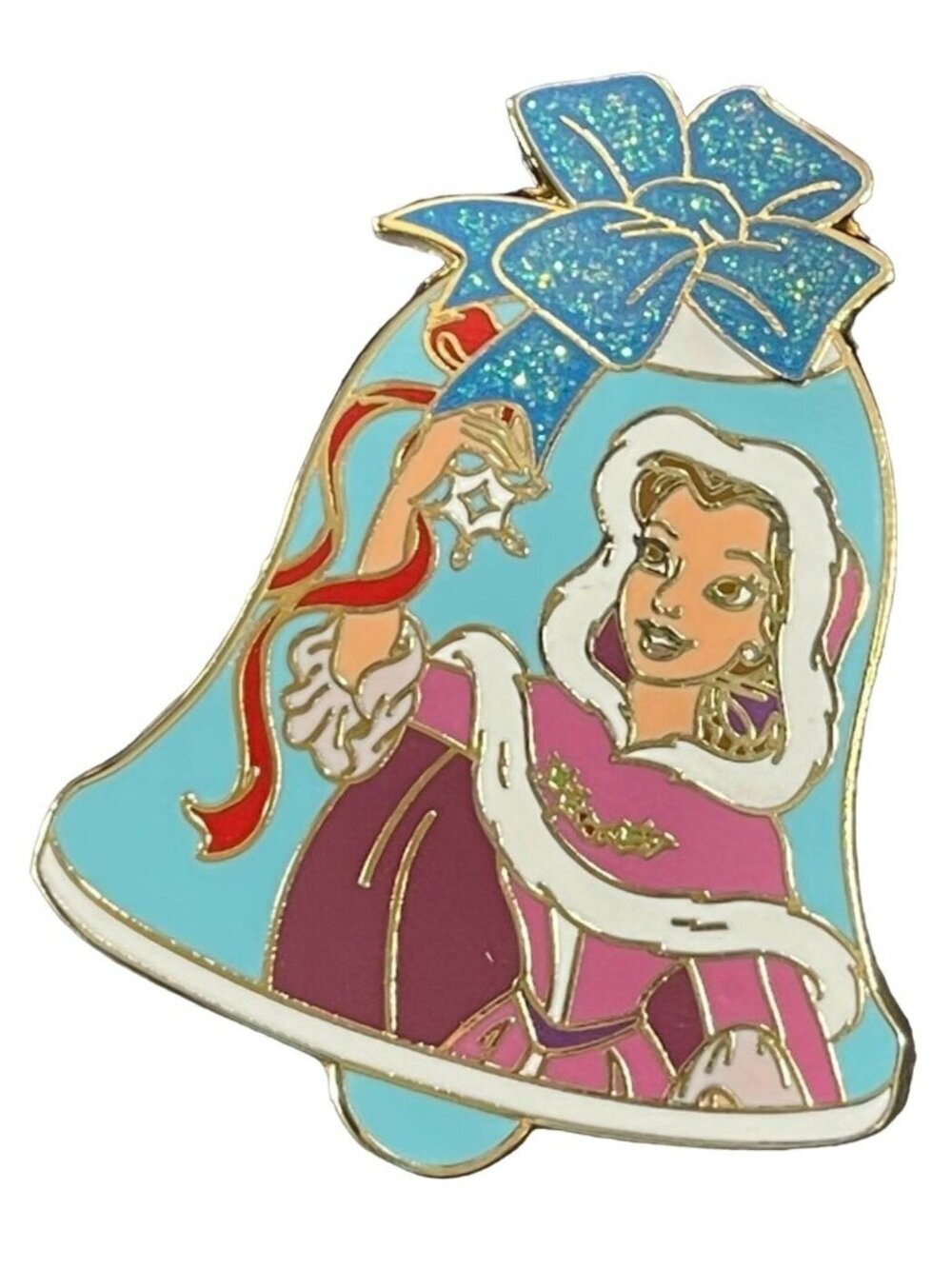 Disney Belle Princess Trading Pin Beauty Beast Christmas Jingle Bell Brooch Pin